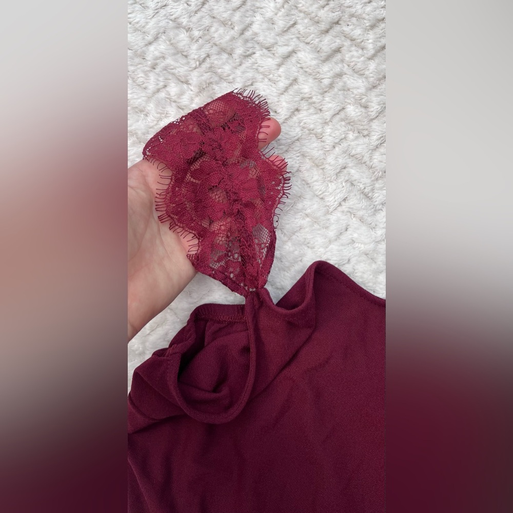 Willow & Root Burgundy Bohemian Camisole Lace Whimsygoth Elegant Fairycore XS - Picture 6 of 9
